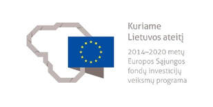 Europos Sąjungos emblema ir užrašas „Kuriame Lietuvos ateitį. 2014-2020 metų Europos Sąjungos fondų investicijų veiksmų programa“