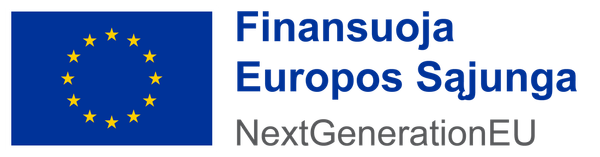 Europos Sąjungos emblema su užrašu „Finansuoja Europos Sąjunga - NextGenerationEU“